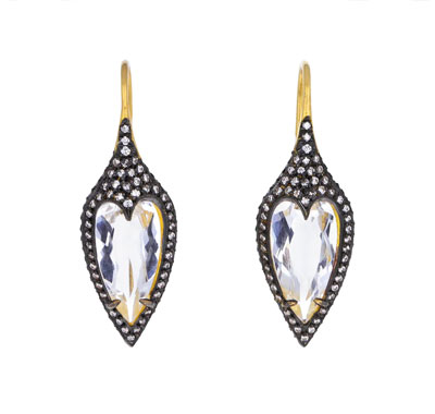 Cathy Waterman White Topaz Jeweled Thorn Earrings