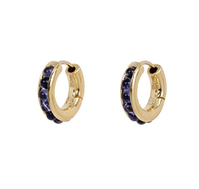 Brent Neale Cabochon Iolite Huggie Hoop Earrings