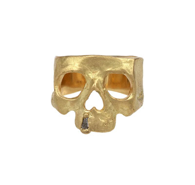 Polly Wales Large Face Snaggletooth Skull Ring