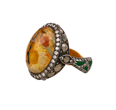 Sevan Bicakci Carved Citrine Sunflower Ring