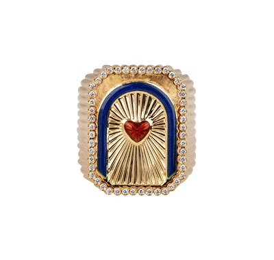 Marie Lichtenberg Diamond Heart Mini Scapular Ring