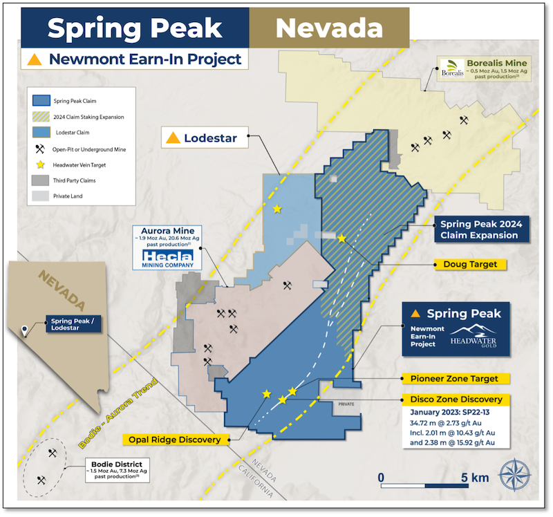 Map of Headwater’s Spring Peak project along Nevada’s Walker Lane Trend