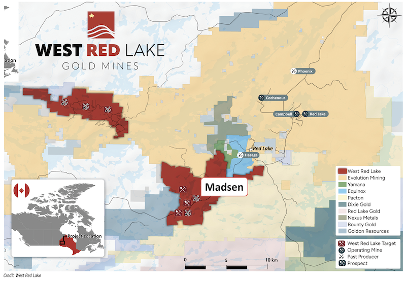 Map of Madsen Mine located in the Red Lake District in northwestern Ontario