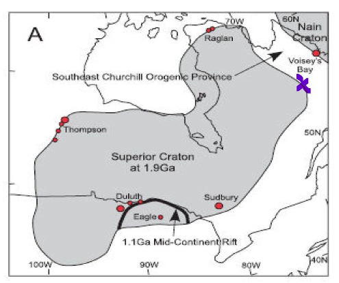 Map of the Superior Craton in eastern Canada