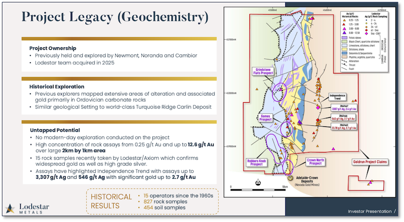 Map showing the extent of the Goldrun property and the numerous exploration targets it contains.