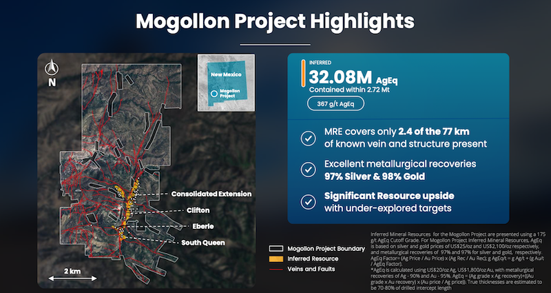 Map of Silver47’s Mogollon project in New Mexico