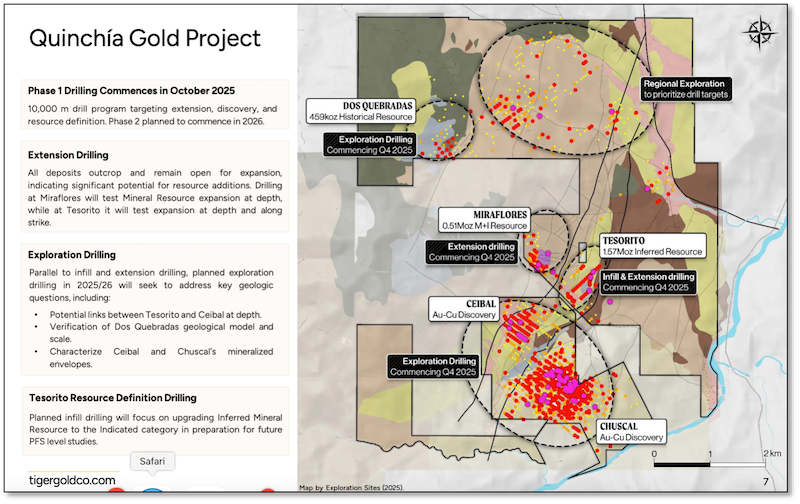 Map of Tiger Gold’s Quinchia gold project.