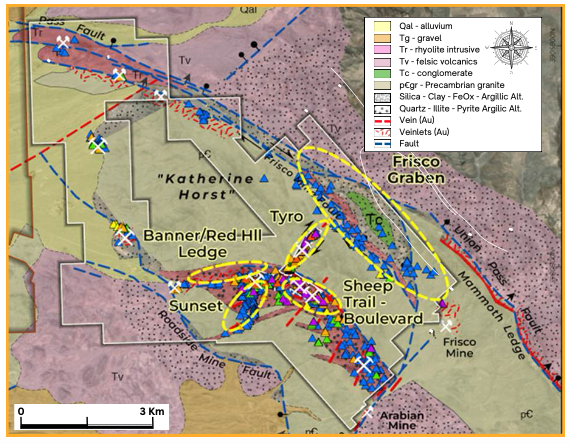 Map of West Point Gold’s flagship Gold Chain project in northwest Arizona