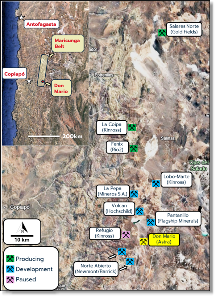 Map showing the Don Mario project’s location relative to other projects in the area