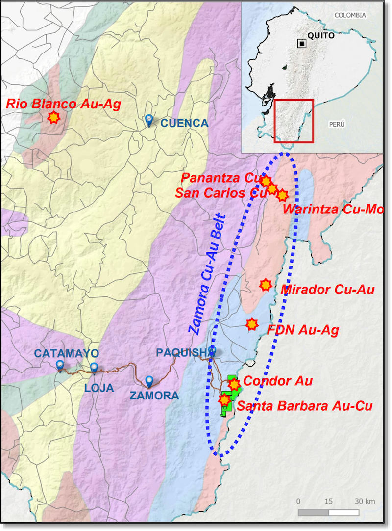 Map showing the location of Auro’s Santa Barbara project amongst other high-profile properties.