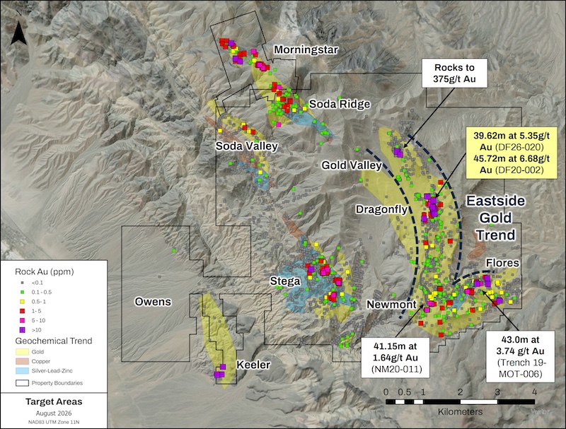 Overview map of the Mojave Project showing the extensive target areas across the property.