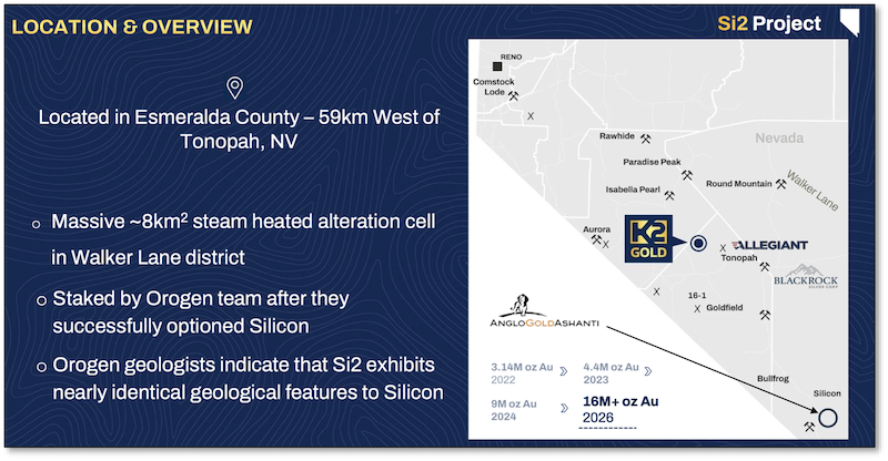 Map showing the location of K2’s Si2 project.