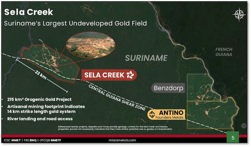 Map showing the large size of the Sela Creek project, as well as its location along trend from another existing big discovery.