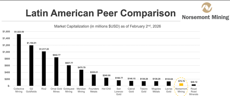 Chart showing how Norsemont is undervalued relative to its peers.