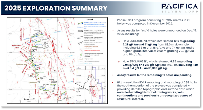 Map of numerous vein swarms on Claudia property.