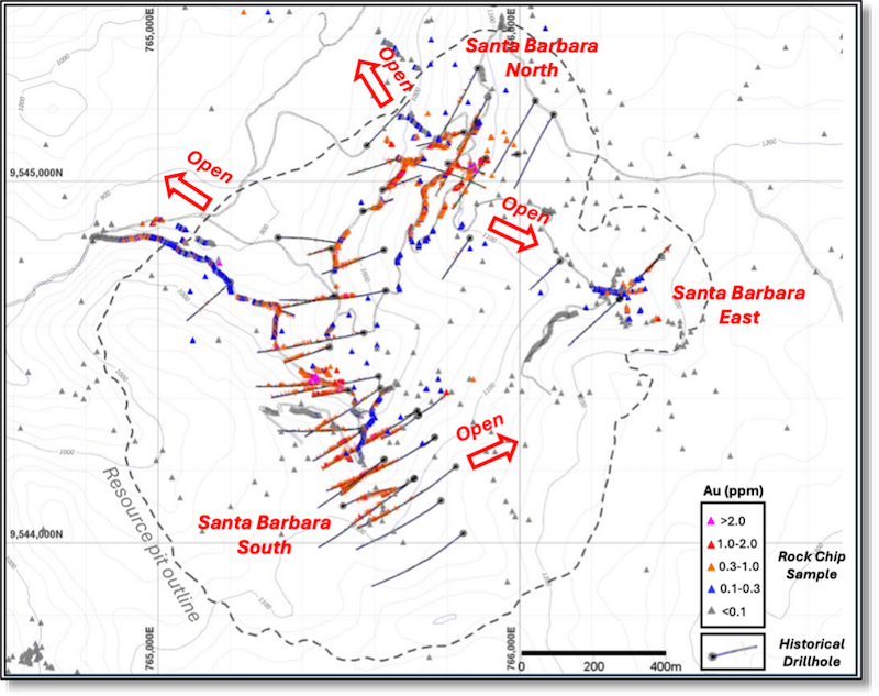 Map showing the areas open to drilling expansion at Santa Barbara