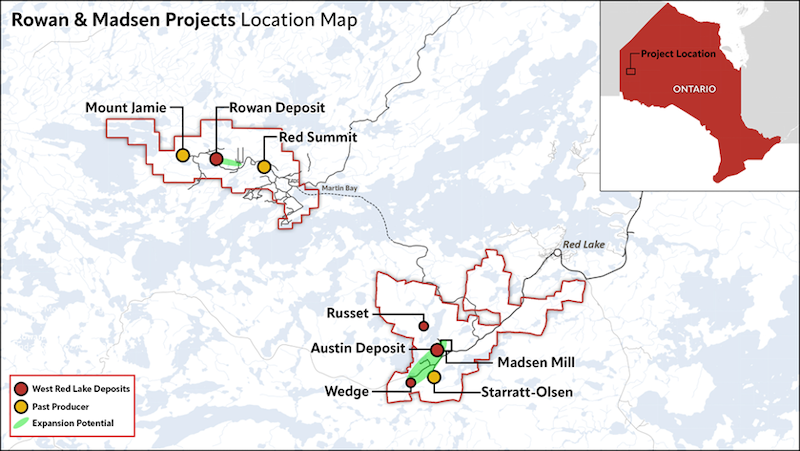 Map of West Red Lake Gold’s projects.