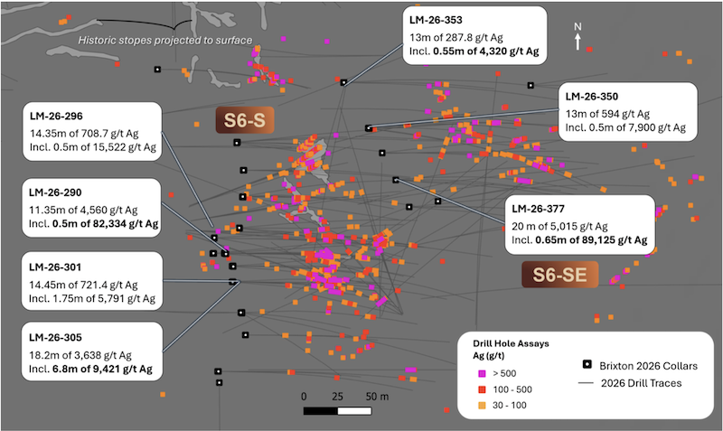 Compilation of 2026 Langis drill highlights across the Shaft 6 area.