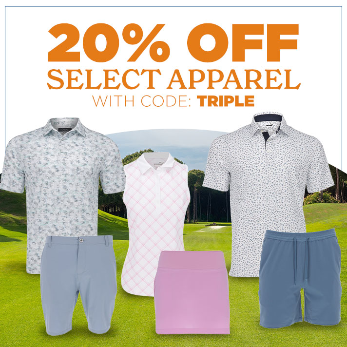 20% off select apparel with code: TRIPLE