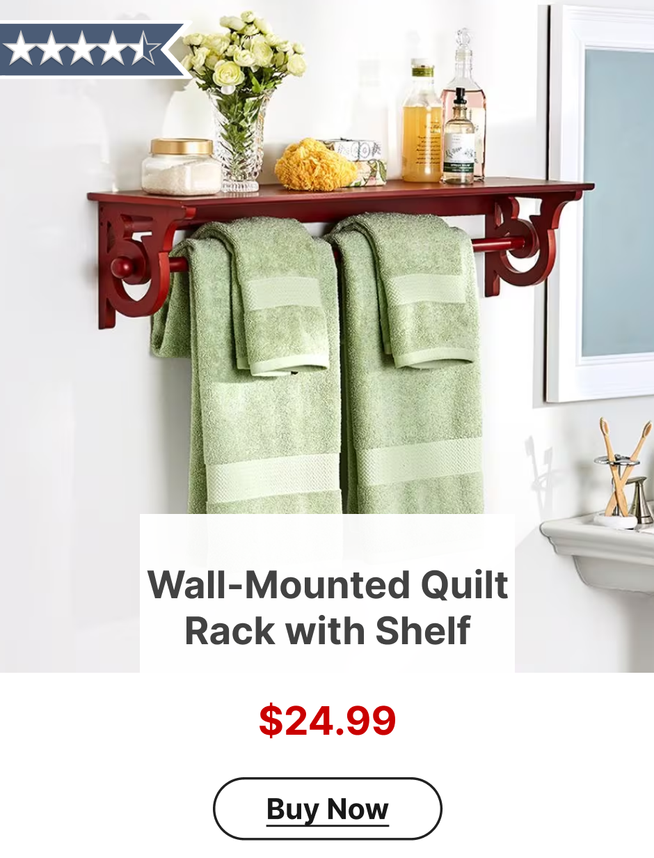 Wall-Mounted Quilt Rack with Shelf