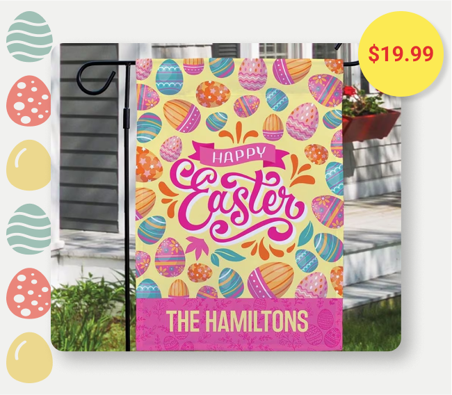 Personalized Easter with Egg Pattern Garden Flag