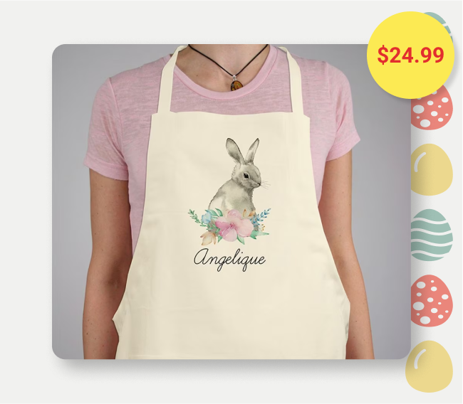 Personalized Floral Easter Bunny Apron