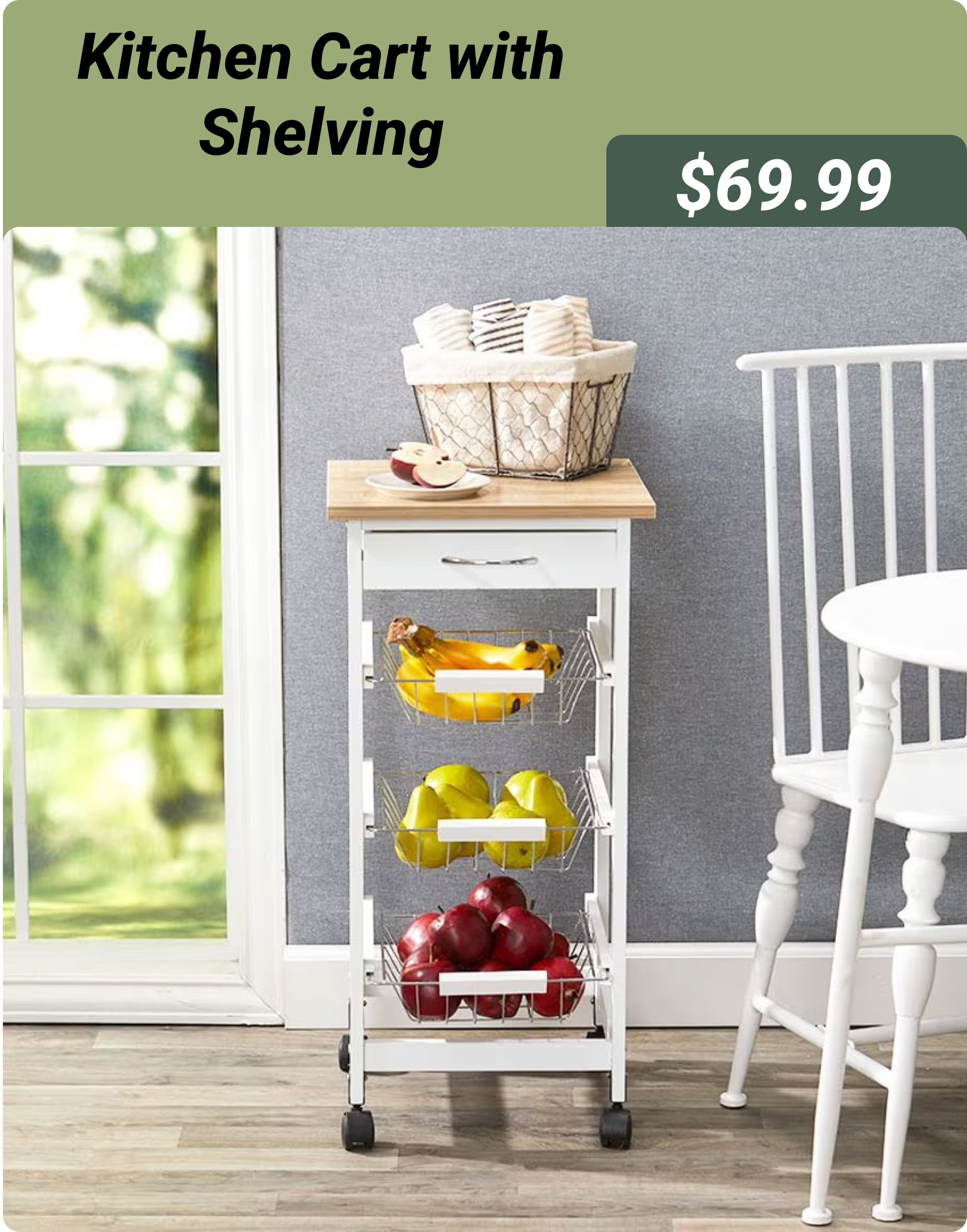 Kitchen Cart with Shelving