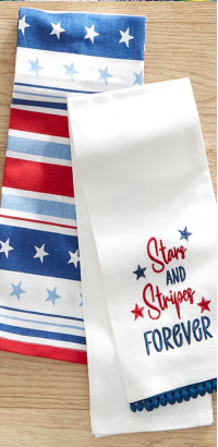 Set of 2 Embroidered Americana Kitchen Towels