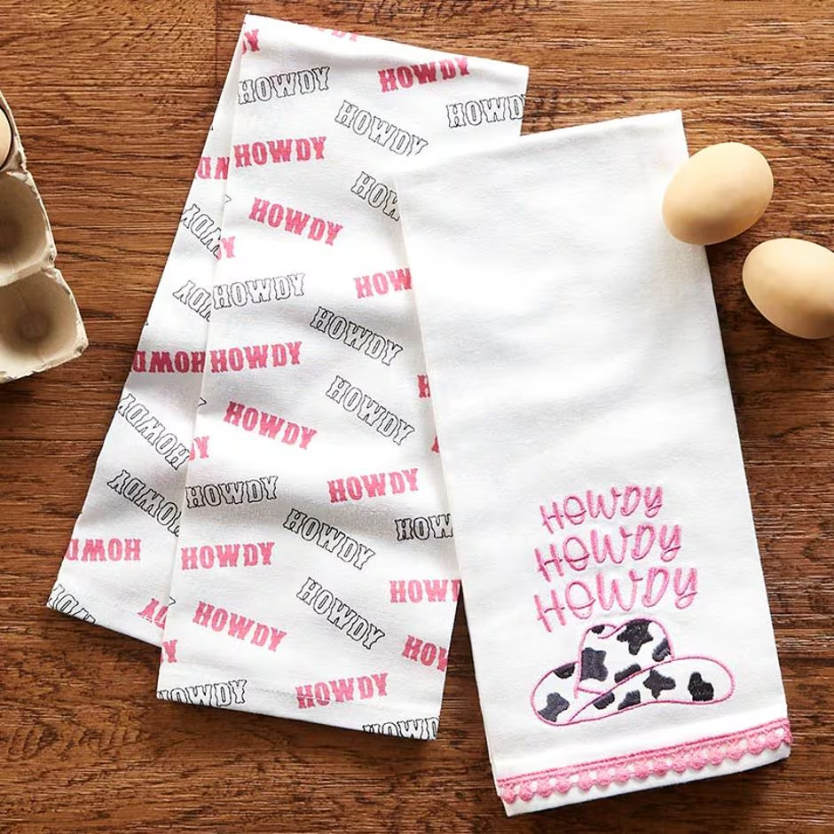 Set of 2 Cowgirl Themed Kitchen Towels
