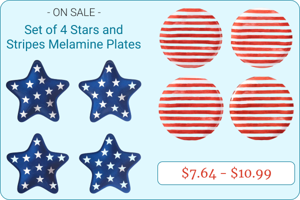 Set of 4 Stars and Stripes Melamine Plates