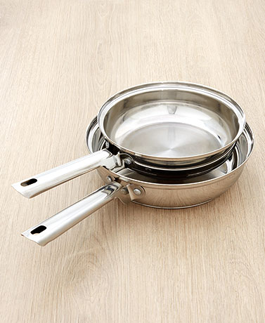 Set of 2 Stainless Steel Frying Pans