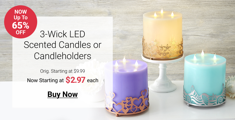 3-Wick LED Scented Candles or Candleholders