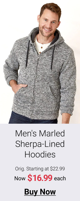 Men's Marled Sherpa-Lined Hoodies