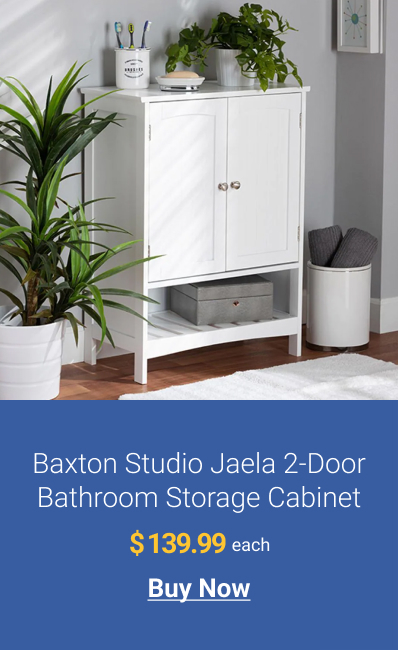 Baxton Studio Jaela 2-Door Bathroom Storage Cabinet  $139.99 