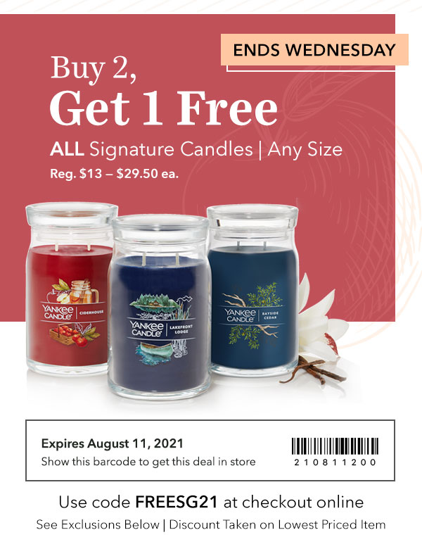 Buy 2, Get 1 FREE - ALL Signature Candles - Any Size