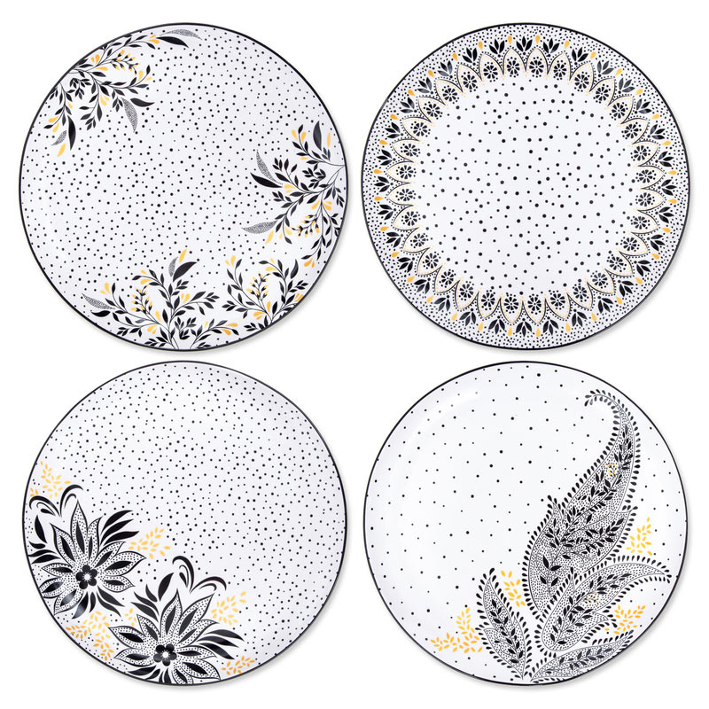 Artisanne Noir Set of 4 Dinner Plates