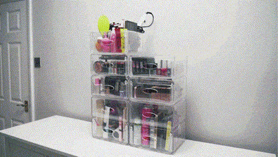 SEE ME Beauty Organizers: This effective organization system keeps your makeup easy to find & stacks to save space