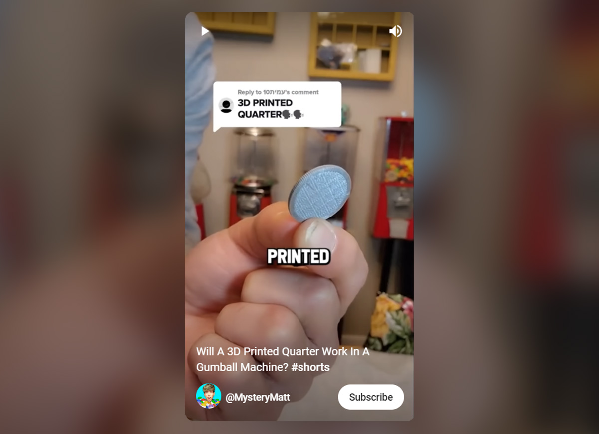 Will a 3D-printed fake quarter work in a gumball machine?