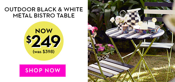 OUTDOOR BLACK & WHITE METAL BISTRO TABLE | SHOP NOW