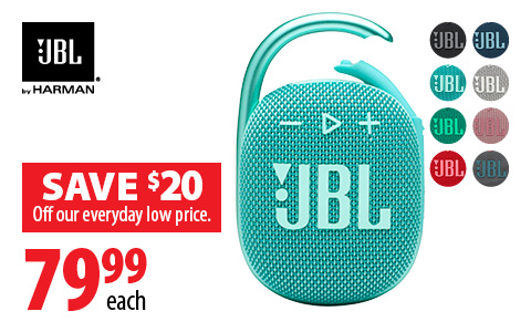 JBL Clip 4 - Save $20 off our everday low price. $79.99