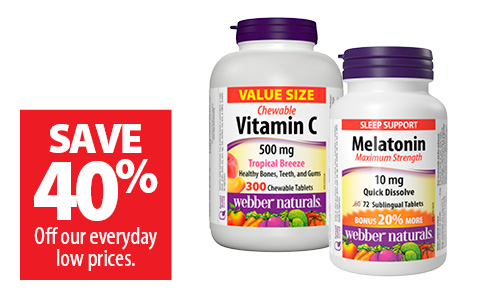 Save 40% off our everday low prices on Webber Naturals Vitamins & Supplements