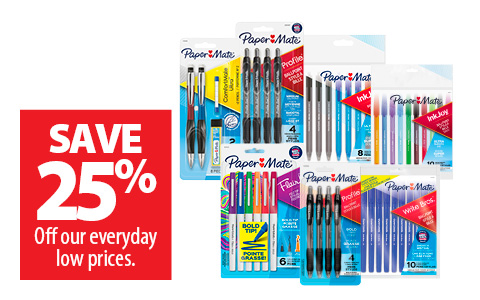 Save 25% off our everyday low prices on Papermate Pens.