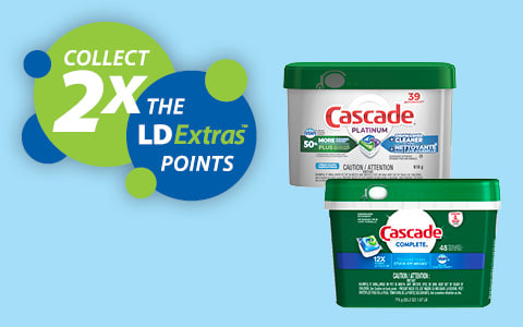 Collect 2x the points on Cascade Dishwasher Detergent