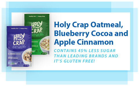 Holy Crap Oatmeal Blueberry Cocoa and Apple Cinnamon