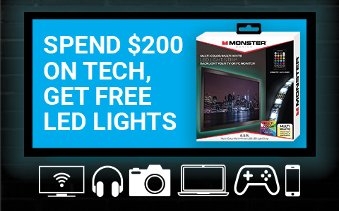 Spend $200 on TECH and get FREE LED lights