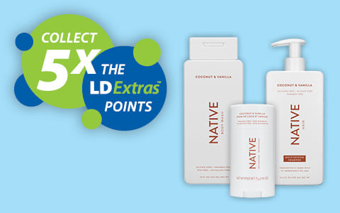 Collect 5x the LDExtras points on Native Brand Shampoo or Conditioner