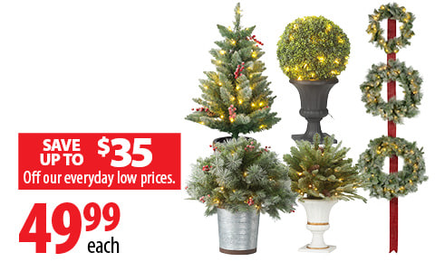 Faux Lighted Plants & Wreaths