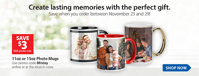 Create lasting memories with the perfect gift. Save when you order between November 23 and 29th!