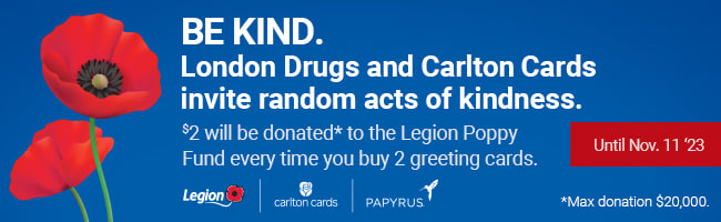 Be Kind. London Drugs and Carlton Cards invite random acts of kindness.