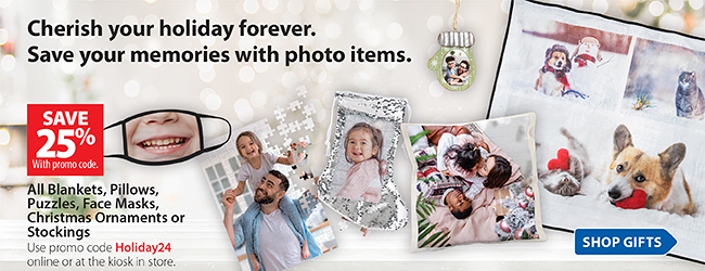 Cherish your holiday forever. Save your memories with photo items.